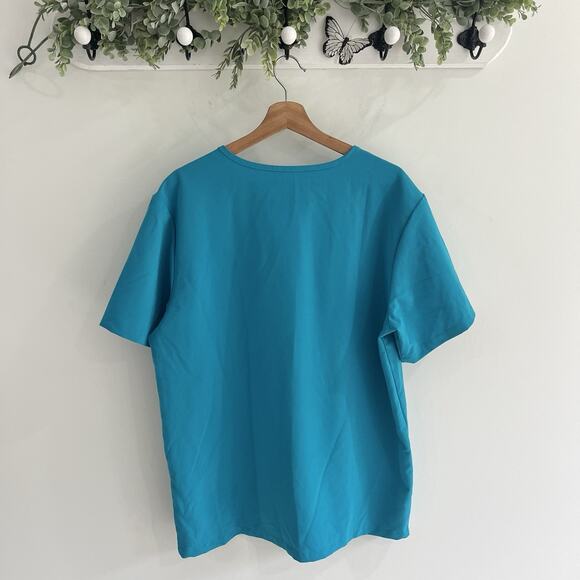 Figs Technical Collection Leon Scrub Top Turquoise Blue V-Neck Size XL Z10001 - Picture 2 of 4